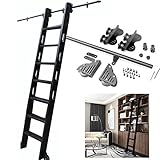 Ausziehbare Schiebeleiter, Hardware-Set, 1 m bis 6 m, mobile Leiterschiene mit Rollen, rundes...