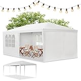 Juskys Partyzelt 3x6 m mit 6 abnehmbaren Seitenwänden & Dach - 18 m² - 12 Erdhaken & 6 Seile -...