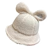 TOYANDONA Wintermütze Damen mit Hasenohren Flauschiger Fischerhut aus Plüsch Warm und Faltbar...