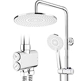 Rainsworth Regendusche ohne Armatur Chrome, 25 cm Rund Regendusche und 3 Strahlarten Duschkopf,...