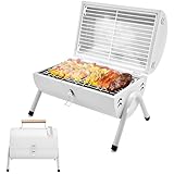 Holzkohlegrill Klein BBQ Grill Klappgrill Mini Koffergrill mit Deckel Tischgrill Tragbarer Grill...