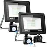 nipify LED Strahler mit Bewegungsmelder Außen 2 Stücke, 【30W 3000LM】LED Fluter Außen,IP65...