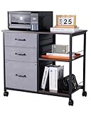 VEVOR Aktenschrank Schubladenschrank mit 3 Stoffschubladen, Rollcontainer mit 2 offenen Regalen,...