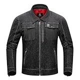 BORLENI Motorradjacke Denim Herren Motorrad Jeansjacke mit Protektoren Atmungsaktiver Panzerschutz...