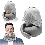 XLSBZ Nackenkissen Flugzeug,Memory Foam Nackenkissen mit Kapuze,Comfy Reisekissen Flugzeug...