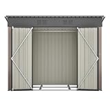 Geräteschuppen Metall Kompakt 229x111x182cm, Gartenhaus Braun inkl. Metallfundament, Wetterfest,...