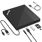 JBonest Externes CD DVD Laufwerk USB 3.0 Typ-C, Extern mit SD/TF-Kartenleser Portable DVD RW...