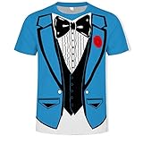 XKYDYF Herren 3D Druck T-Shirt Gefälschte Zweiteiler T-Shirt Männer Bowknot Rose Gentleman T-Shirt...