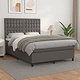 UTSRABFA Futon-Betten Schlafzimmer-Betten Hochbett Bettgestell Boxspringbett mit Matratze Grau...