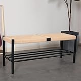 Aufbewahrungsbank,Ottomanenhocker im modernen Landhausstil,aus naturbelassener Eiche,handgewebtem...