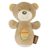 Fehn Mini-Rassel Teddy – Mini-Greifling zum Rasseln, Fühlen, Spielen - kuschelweiches Stoff-Tier...