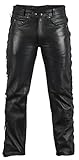 MDM Lederjeans Lederhose Bikerjeans Rockerjeans Motorradhose seitlich geschürt schwarz (33)