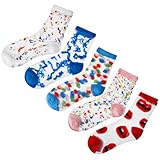 Yolev 5 PaarTransparente Söckchen Damen Blumensocken Spitze Durchsichtige Socken Retro Sommer...