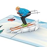 papercrush® Pop-Up Karte Skifahrer - Lustige Gutscheinkarte für Skifahren oder Skiurlaub, 3D...