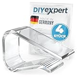 DIYexpert 4er Set Tischtuchklammern für Tischplatten bis 27 mm aus Kunststoff transparent