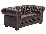 Woodkings® Chesterfield Sofa 2-Sitzer Echtleder Couch Bürosofa Polstermöbel 2er antik Unikat...