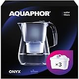 AQUAPHOR Wasserfilter Onyx Schwarz inkl. 3 MAXFOR+ Filter I 4,2L Wasserfilter in Glasoptik I Karaffe...