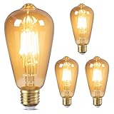 DiCUNO Edison Vintage Glühbirne E27, ST64 Filamente LED Lampe 6W, Warmweiß 2200K, 600LM, Antike,...