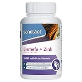 Sanotact Bierhefe + Zink Tabletten – 180 Stück | Für Haut, Haare & Nägel | Vitamin-Komplex mit...