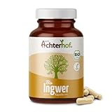 Ingwer Kapseln Bio 160 Stück | 500 mg Ingwer-Pulver pro Kapsel | aus 100% Ingwerpulver in höchster...