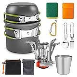 AUTOPkio Camping Kochgeschirr Camping Töpfe Set, Aluminium Camping Kochtopf mit Gaskocher Outdoor...