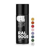 COSMOS LAC Sprühlack schwarz, seidenmatt/Satin - Spraydose 400ml - Sprühfarbe Lack Spray Farbspray...