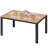 LIFERUN Wetterfest Gartentisch Groß, 140x90x75 cm Aluminium Terrassentisch mit WPC Tischplatte,...