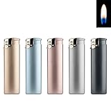 5 Feuerzeuge Metallic Matt Slim Line Feuerzeug mit Normalflamme Soft Flame Gas wiederbefüllbar...