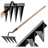 KADAX Unkrauthacke mit 4 scharfen Zinken, Gartenhacke aus hochgekohltem Stahl für Gartenarbeit,...