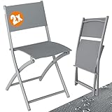 Casaria® Gartenstühle 2er Set Klappbar 130kg Belastbarkeit Metall Wetterfest 46x52x80 Garten...