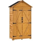 M MCombo Gartenschrank Geräteschuppen Werkzeugschrank Outdoor-Schrank Gartenbox mit Satteldach aus...