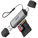 acer SD Kartenleser, Dual USB 3.0 USB C Stecker Kartenlesegerät, Aluminium OTG Adapter SD Card...