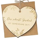 BETESSIN Gutschein Karte Holz - Das schönste Geschenk ist gemeinsame Zeit - Herzförmige...