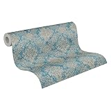 A.S. Création Vliestapete 10,05 m x 0,53 m mit floralen Ornamenten - Blau, Braun, Metallic -...