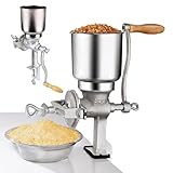 Maismühle aus Gusseisen – Handkurbel Getreidemühle mit großem Trichter und Bankklemme für...