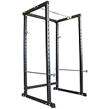 Train Hard Power Rack Squat Cage Kraftstation mit Klimmzugstange, erweiterbar mit Latzug,...