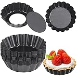 Machify Mini-Tarte-Formen, 7,6 cm, Antihaft-Karbonstahl, abnehmbarer Boden, geriffelte Backformen,...
