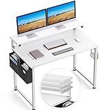 ODK Schreibtisch Weiß mit Monitorständer Höhenverstellbar, 120x50x74cm Computertisch mit...