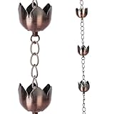 Topadorn Regenketten, Dachrinne, 183 cm, Metall, dekorative Lotusbecher, Regenkette, Glocke für...