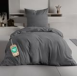 MALIKA Bettwäsche 135x200 Baumwolle Sets, Uni einfarbig, Bettbezug 135 x 200 cm, Kissenbezug 80x80...