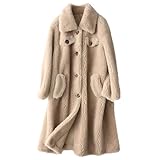 Damen-Lammfellmantel, Winter-Lammfellmantel, Große Jacke, Langer Windjacke