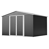 Gxffipw Gartenhaus Metall Geräteschuppen 300x252x191 cm mit Klapptür, Gerätehaus Gartenschuppen...