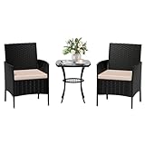 Amopatio Rattan Gartenmöbel Set, Balkonmöbel Set Kleiner 3 teilig, Outdoor Gartenlounge...