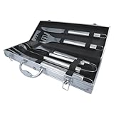 EUROHOME Grillbesteckkasten 5-teilig - Hochwertiges Grillbesteck im Aluminiumkoffer - Koffer 44 x 17...