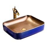 Bathroom Sink Badezimmer Gefäß Waschbecken goldplattiert Rechteck Arbeitsplatte Waschbecken...