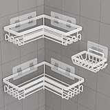 rigors 3 Stück Duschregal ohne bohren, Duschregal Ecke mit Haken, badezimmer organizer, shampoo...