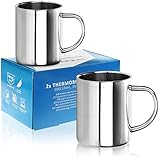 Robin Goods® 2X Edelstahl-Thermobecher Set - 350 ml je Kaffeetasse - Thermo-Trinkbecher aus...