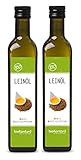 Leinöl BIO 2x500ml (1000 ml) I nativ und kaltgepresst I hoher Gehalt an mehrfach ungesättigten...