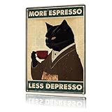 KHDULQ Katze Metall Zinn Schild,Witziges Schwarze Katze Retro Plaqu Poster Wall art Print Dekoration...