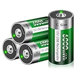 4 Stück Aufladbare Baby C Akku USB 6000mWh - 1.5V/Lithium Wiederaufladbare batterien C Akku hohe...